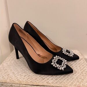 Elegant Black Heels with Embellished Buckle